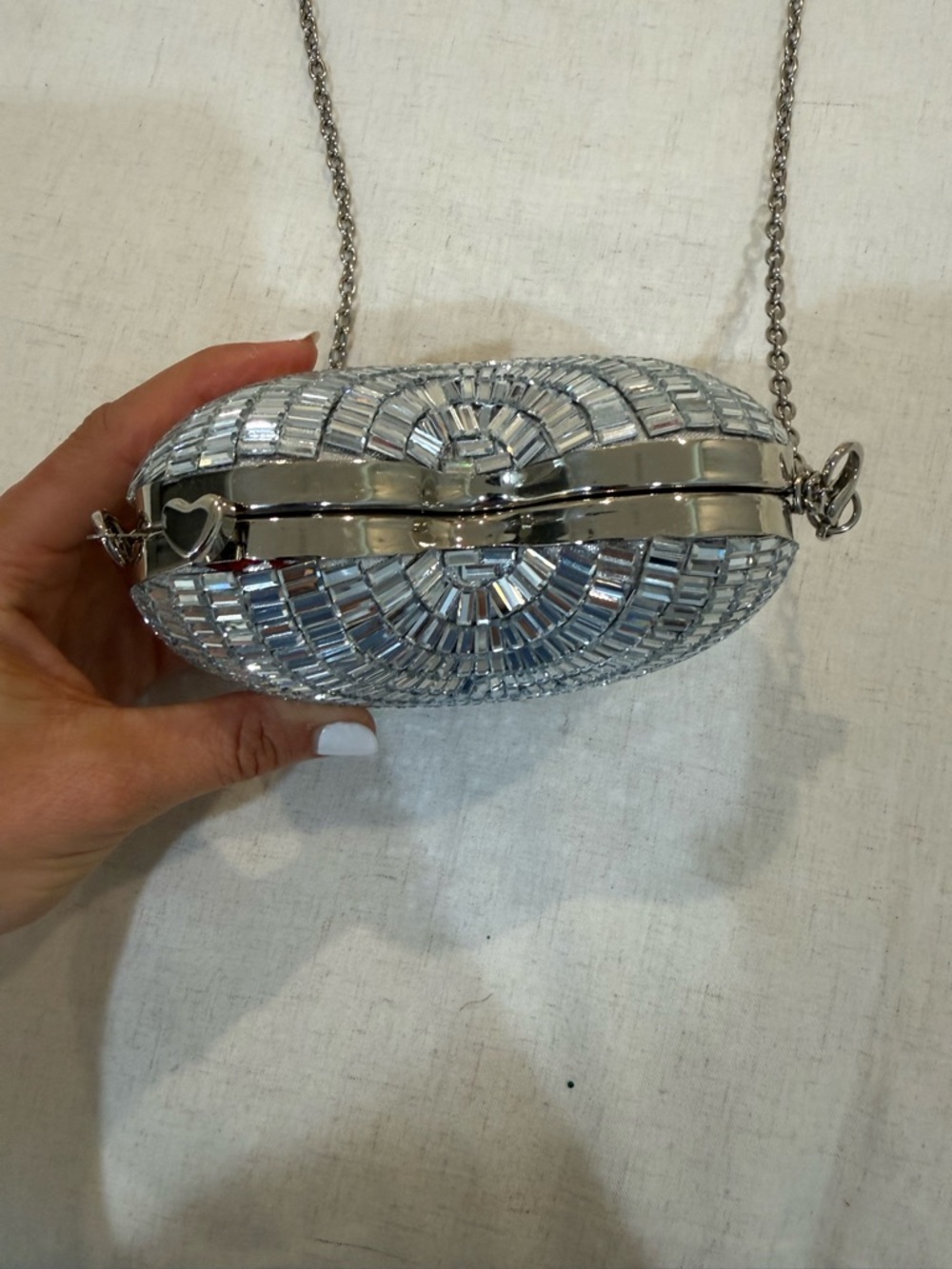 Betsey Johnson Silver Heart Disco Mirror Clutch - Picture 5 of 8
